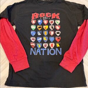 Bottlecaps Boys ‘Rock the Nation’ black Long Sleeve Graphic Shirt Size Medium